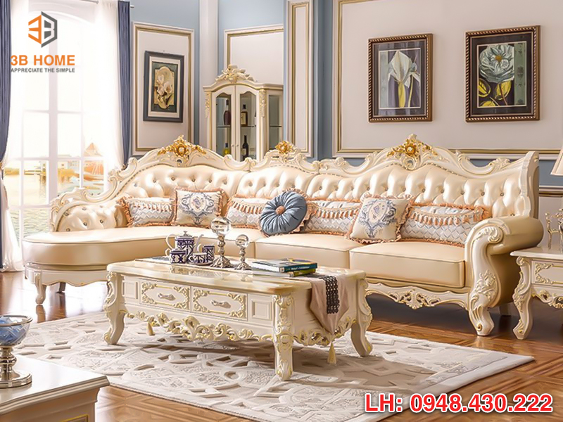 Ghế sofa đẹp cho phòng khách thiết kế với hoạ tiết cổ điển 